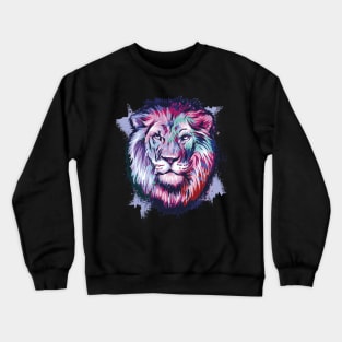 Lion Head in Beautiful Colorful Grunge Style Crewneck Sweatshirt